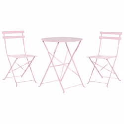 Bistro Set Folding FIORI Metal Pastel Pink