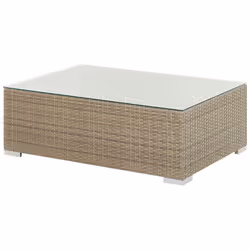 Garden Lounge Set with Table 8 Seater MAESTRO Modular PE Rattan Light Brown