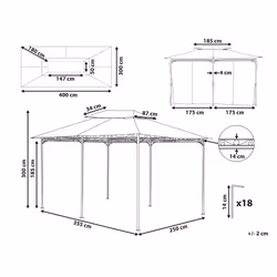 Gazebo COLOS Metal 400 cm 300 cm Graphite Grey