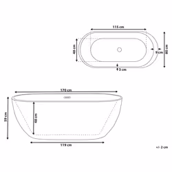 Freestanding Hot Tub with LED NEVIS 1700 x 800 mm Black - Additional view 2