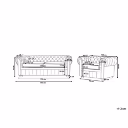 Living Room Set CHESTERFIELD Leather Cream 4 Seater