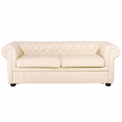 Living Room Set CHESTERFIELD Leather Cream 4 Seater