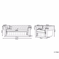 Living Room Set CHESTERFIELD Leather Black 4 Seater