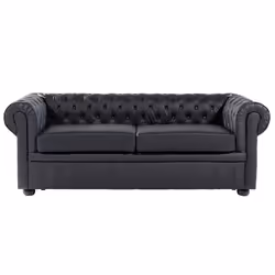 Living Room Set CHESTERFIELD Leather Black 4 Seater