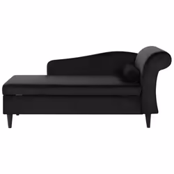 Right Hand Chaise Lounge LUIRO Velvet Black with Storage