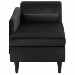 Right Hand Chaise Lounge LUIRO Velvet Black with Storage