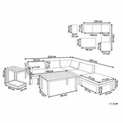 Garden Corner Sofa with Table 5 Seater MESSINA Left Hand Metal Black