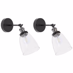 Set of 2 Wall Lamps LOVAT Adjustable Metal Transparent Black