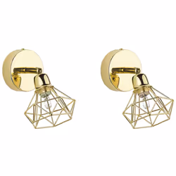 Set of 2 Spotlight Lamps ERMA Adjustable Metal Gold