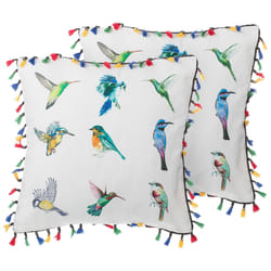 Set of 2 Cushions Bird Motif 45 x 45 cm White MALLOW