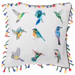 Set of 2 Cushions Bird Motif 45 x 45 cm White MALLOW