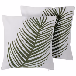 Set of 2 Decorative Cushions AZAMI Cotton 45 x 45 cm Dark Green Plant Pattern