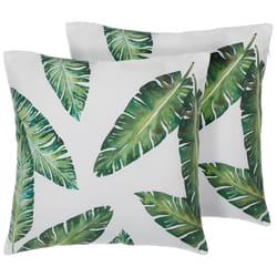 Set of 2 Decorative Cushions DIANELLA 45 x 45 cm Dark Green Plant Pattern