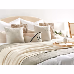 Set of 2 Decorative Cushions GAURA 45 x 45 cm Light Beige Solid