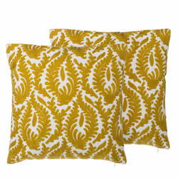 Set of 2 Cotton Embroidered Cushions 45 x 45 cm Yellow PRIMULA