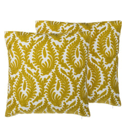 Set of 2 Cotton Embroidered Cushions 45 x 45 cm Yellow PRIMULA