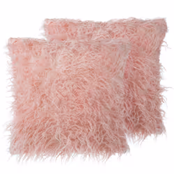 Set of 2 Faux Fur Cushions 45 x 45 cm Pink DAISY