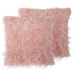 Set of 2 Faux Fur Cushions 45 x 45 cm Pink DAISY