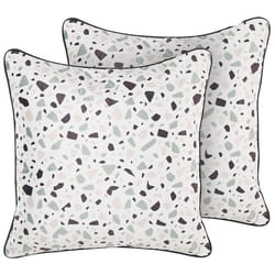 Set of 2 Decorative Cushions LAVENDER Velvet 45 x 45 cm White Terrazzo Effect