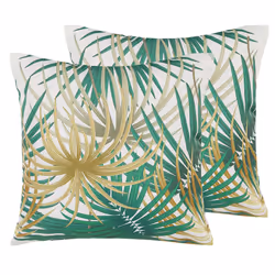 Set of 2 Outdoor Cushion Palm Leaf Motif 45 x 45 cm Multicolour GAIANA