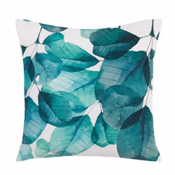 Set of 2 Outdoor Cushions Leaf Motif 45 x 45 cm Teal Blue and White TREBBO