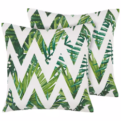 Set of 2 Outdoor Cushions BRENTO Chevron Pattern 45 x 45 cm Green