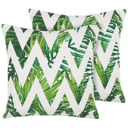 Set of 2 Outdoor Cushions BRENTO Chevron Pattern 45 x 45 cm Green