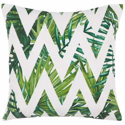Set of 2 Outdoor Cushions BRENTO Chevron Pattern 45 x 45 cm Green