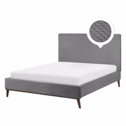 Bed Velvet BAYONNE 140 x 200 cm (EU Double) Light Grey