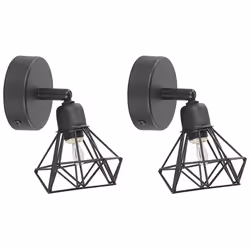 Set of 2 Spotlight Lamps ERMA Adjustable Metal Black