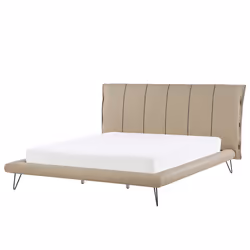 Bed Faux Leather BETIN 180 x 200 cm (EU Super King) Sand Beige