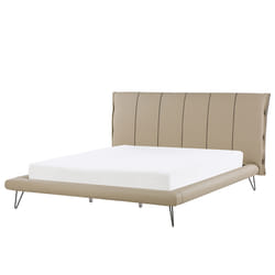 Bed Faux Leather BETIN 180 x 200 cm (EU Super King) Sand Beige