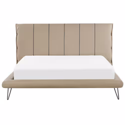 Bed Faux Leather BETIN 180 x 200 cm (EU Super King) Sand Beige