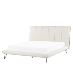 Bed Faux Leather BETIN 160 x 200 cm (EU King Size) Cream