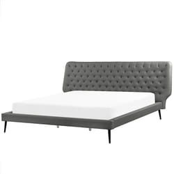 Bed Faux Leather ESSONNE 180 x 200 cm (EU Super King) Grey