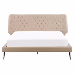 Bed Faux Leather ESSONNE 160 x 200 cm (EU King Size) Beige