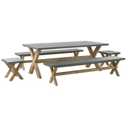 Garden Dining Set with Benches and Stools 8 Seater OLBIA Concrete Grey