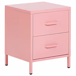 2 Drawer Bedside Table MALAVI Metal Pink