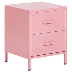 2 Drawer Bedside Table MALAVI Metal Pink