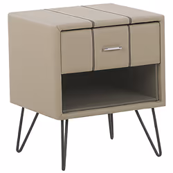 Bedside Table BETIN Faux Leather Beige