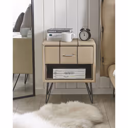 Bedside Table BETIN Faux Leather Beige - Additional view 4