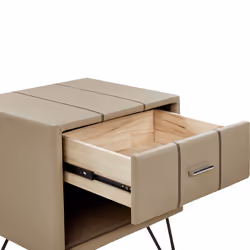 Bedside Table BETIN Faux Leather Beige - Additional view 5