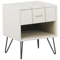 1 Drawer Bedside Table BETIN Faux Leather White