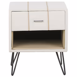1 Drawer Bedside Table BETIN Faux Leather White