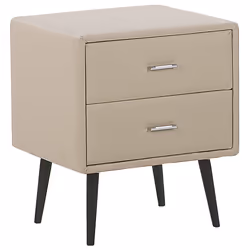2 Drawer Bedside Table ESSONNE Faux Leather Beige
