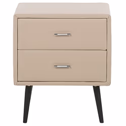 2 Drawer Bedside Table ESSONNE Faux Leather Beige - Additional view 5