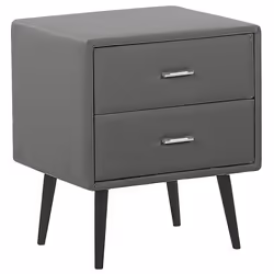 2 Drawer Bedside Table ESSONNE Faux Leather Grey
