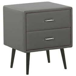 2 Drawer Bedside Table ESSONNE Faux Leather Grey