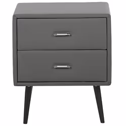 2 Drawer Bedside Table ESSONNE Faux Leather Grey