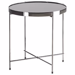 Side Table LUCEA Tempered Glass Silver